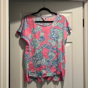 Lilly Pulitzer Mikela Pink Pout Linen Top size M